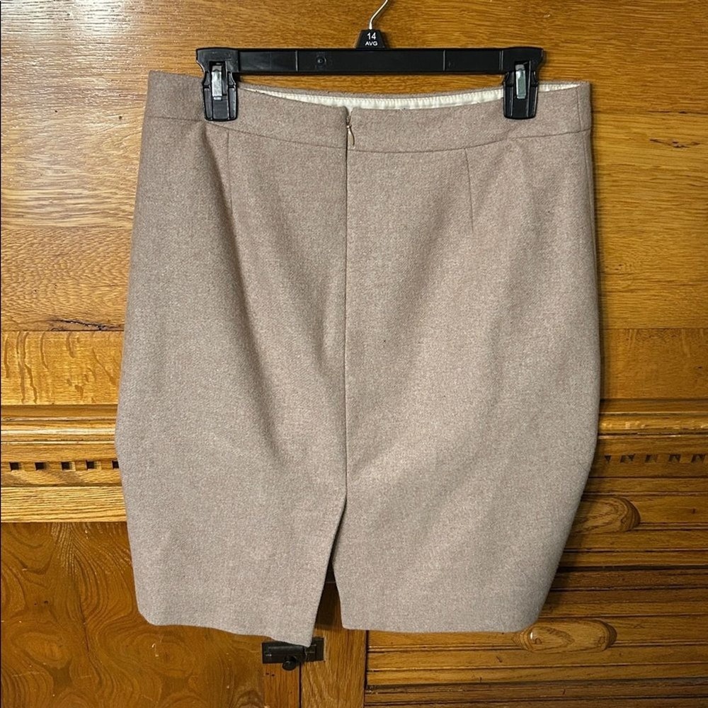 J.Crew The Pencil Skirt Wool Blend Heathered Tan Oatmeal Quiet Luxury Preppy - Picture 2 of 9